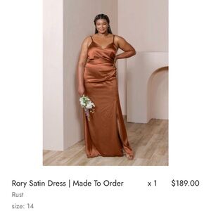 Revelry Rory Satin Maxi Dress in Rust color 721
